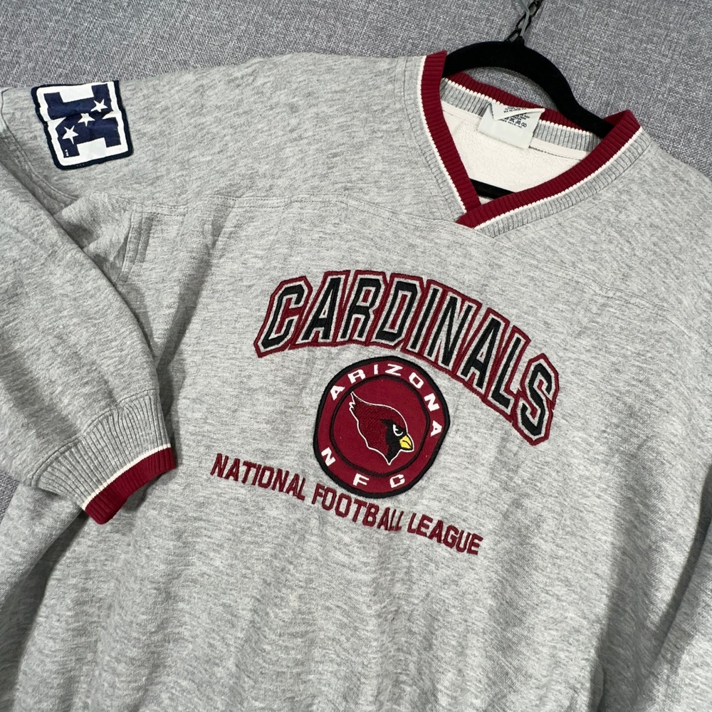 Vintage Lee Sport Arizona Cardinals NFL Sweatshirt Mens XL Gray V-Neck Pullover
